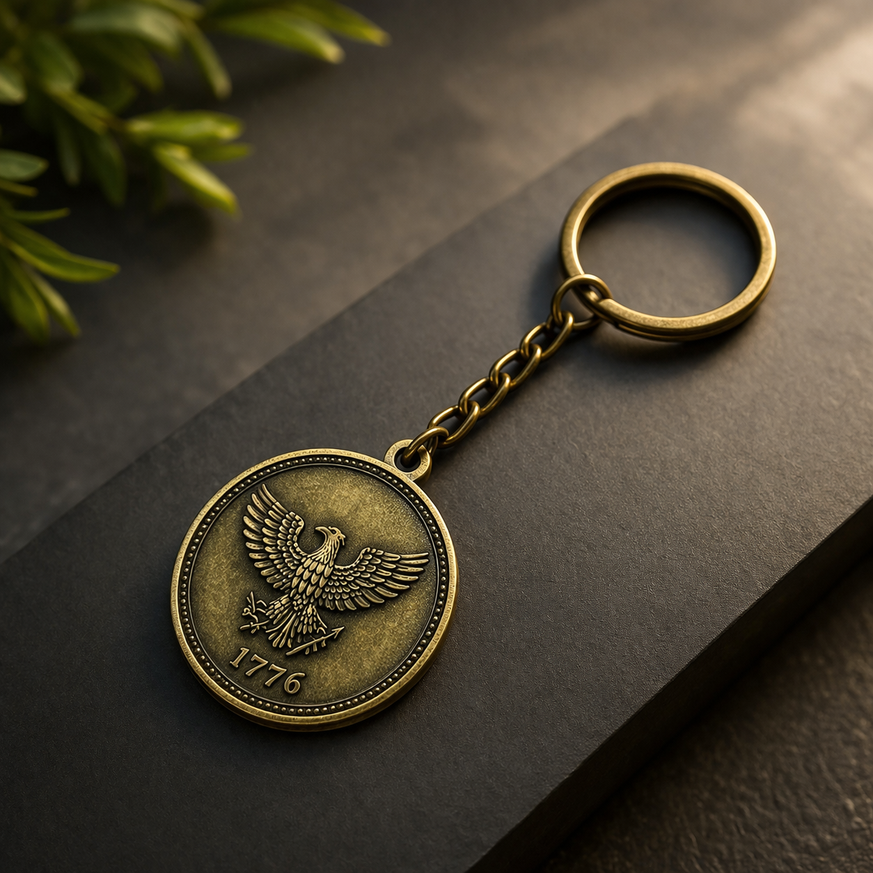 solid metal |1776 American Eagle Keychain * Antique Bronze Finish | Patriotic Gift | Premium EDC Key Ring