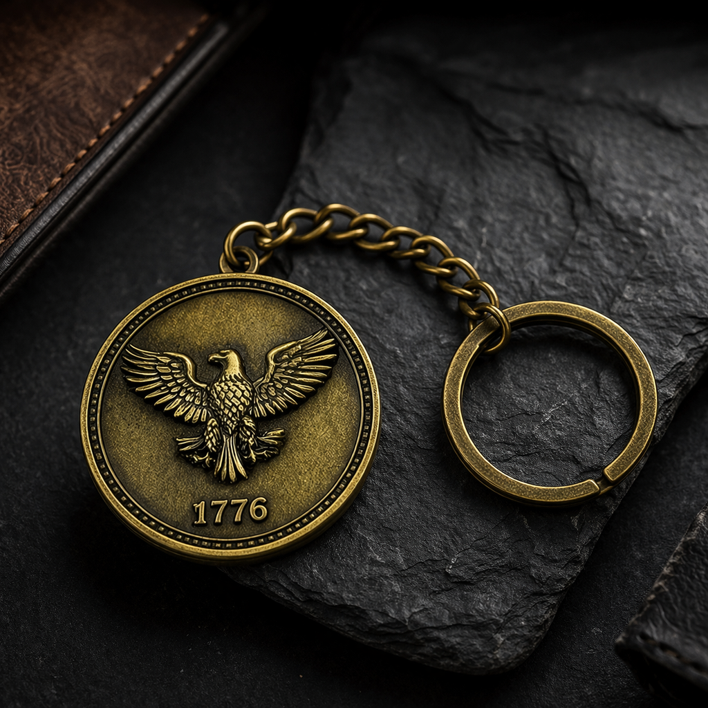 solid metal |1776 American Eagle Keychain * Antique Bronze Finish | Patriotic Gift | Premium EDC Key Ring
