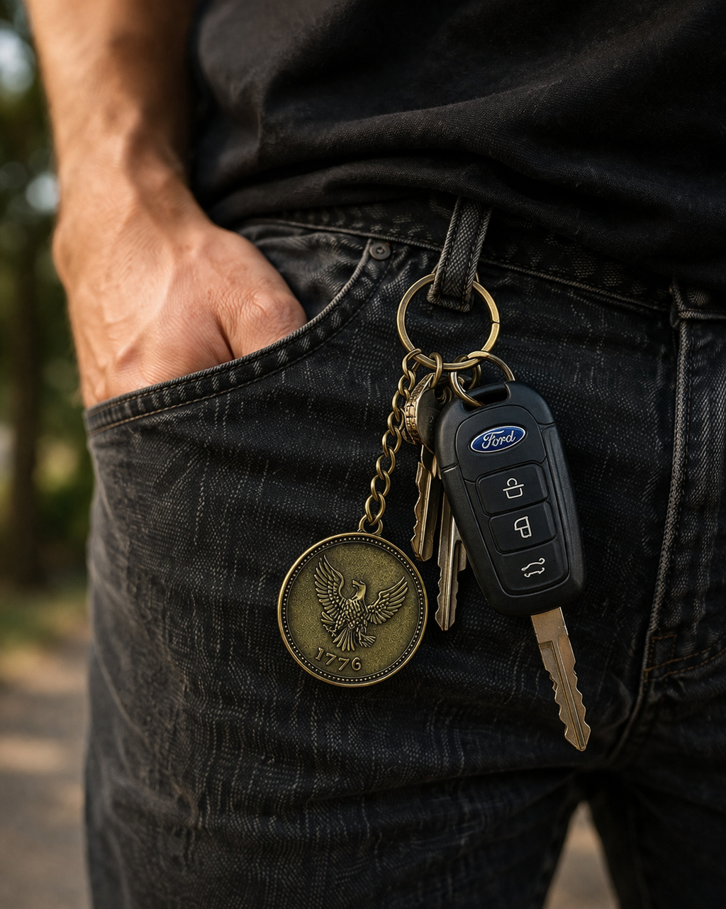 solid metal |1776 American Eagle Keychain * Antique Bronze Finish | Patriotic Gift | Premium EDC Key Ring